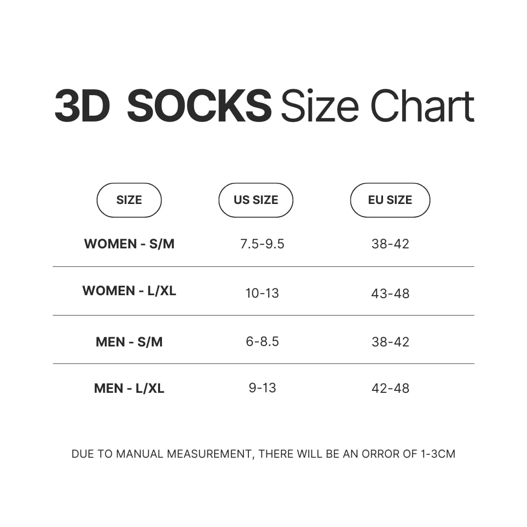 3D Socks Size Chart - 311 Band Store