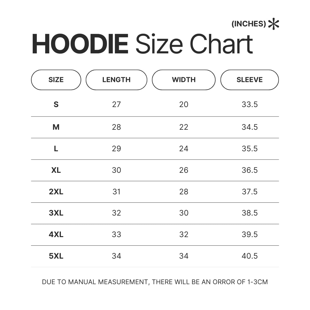 Hoodie Size Chart - 311 Band Store