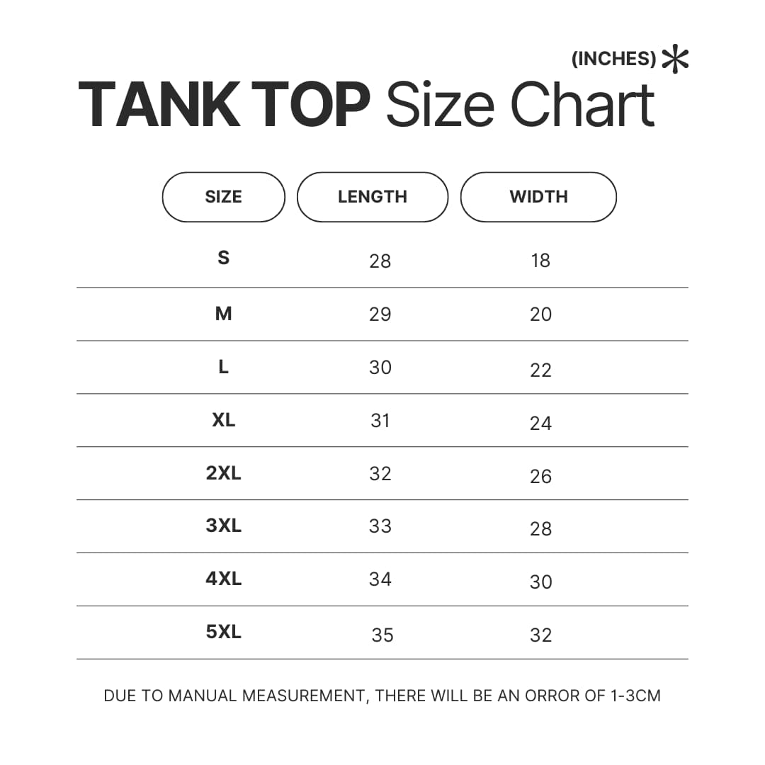 Tank Top Size Chart - 311 Band Store