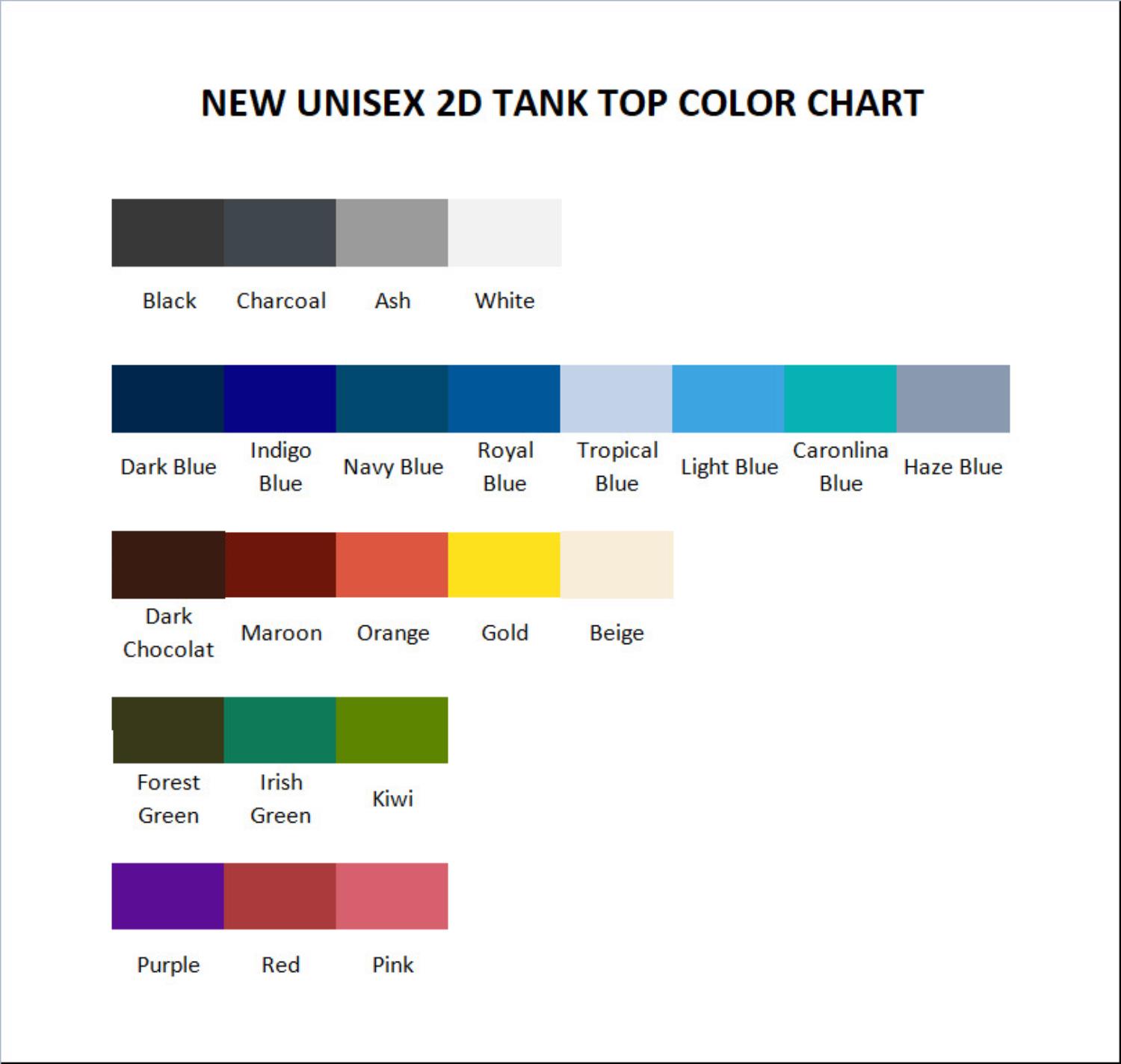 tank top color chart - 311 Band Store